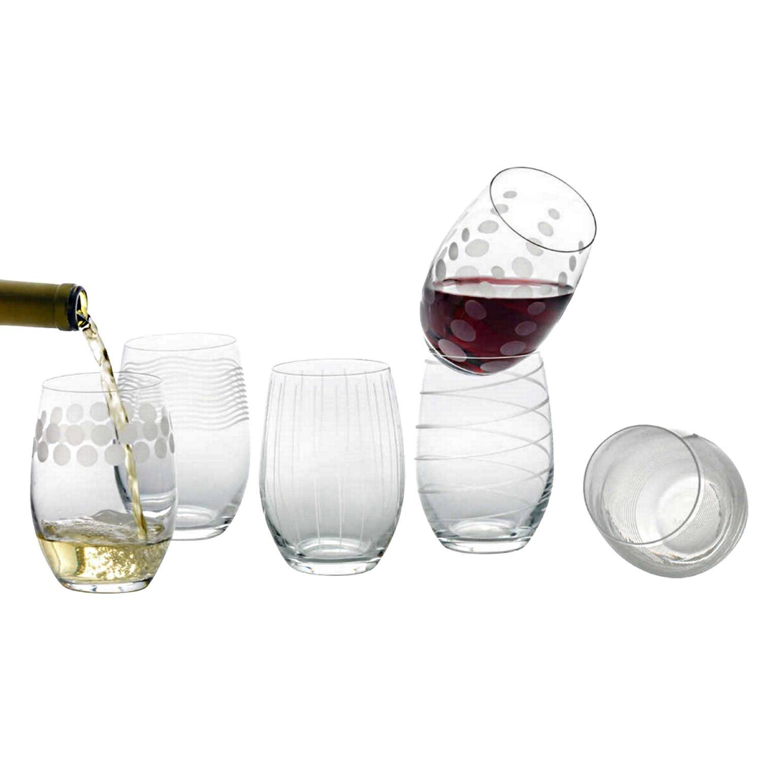 stemless crystal red wine glasses