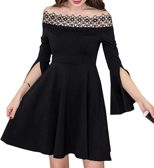 Amazon トーアソーア オフショルダー ワンピース レディース セクシー フレア ミニ スリット スリーブ ワンピース チュニック 通販