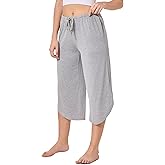 Ryfox Women's Petite Capri Pajama Pants Bamboo Viscose Wide Leg Capris with Pockets Petite Comfy Capri Lounge Pant for Women