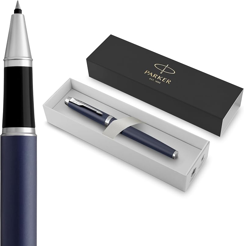 Parker IM Rollerball Pen Matte Blue Fine Point Black Ink Gift Box