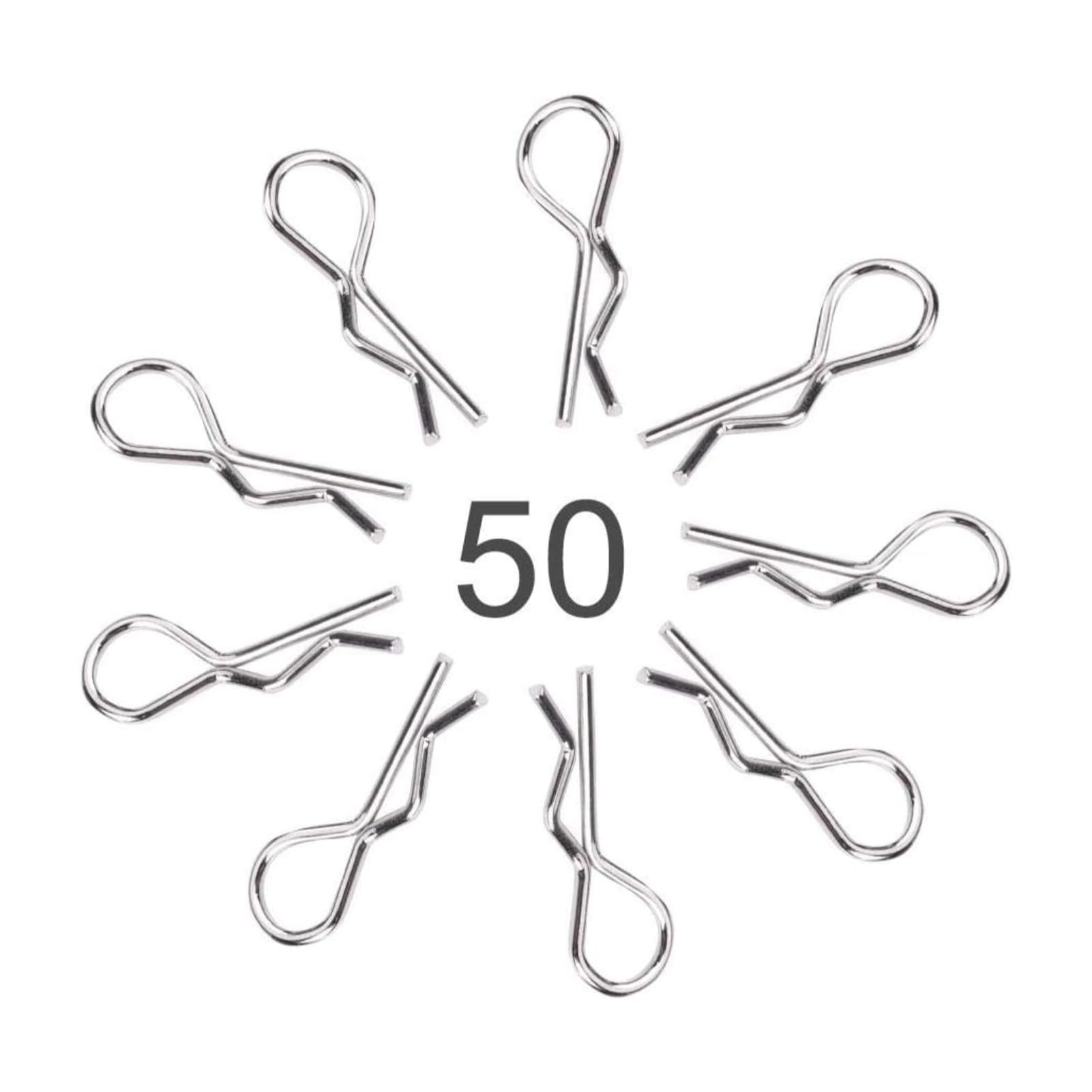 RC Car Clip Pins, 1/10 1/12 1/16 Remote Control Car 50Pcs Stainless Steel R Shape Body Shell Clip Pins Accessories