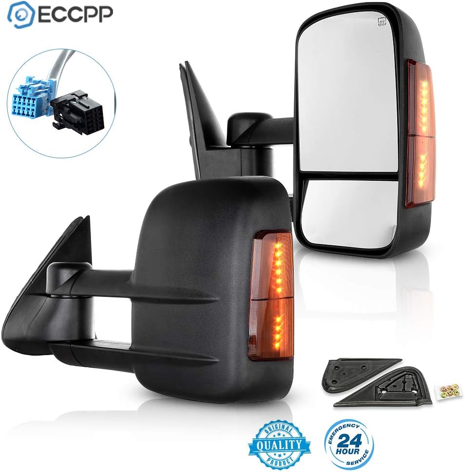 Amazon Com Eccpp Side Mirror Replacement Fit For 2003 2006 Chevy Silverado 1500 2500 Hd 3500 Suburban 1500 2500 Tahoe Gmc Sierra Yukon Power Heated Signal Black Manual Telescoping Side View Pair Mirrors Automotive