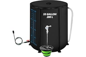 53Gallon/200L Rain Water Collection Barrel, Portable PVC Rain Barrels to Collect Rainwater from Gutter, Large Capacity Rainwa