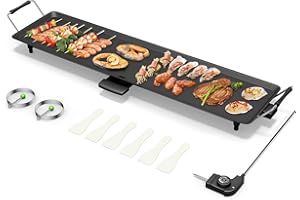 KOTEK 35” Electric Griddle, Nonstick Extra Large Teppanyaki Grill with 5 Adjustable Temperature, Drip Tray, Cool Touch Handle