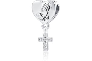 QeenseKc Cross Charm with God All Things are Possible Religious Dangle Bead Fits Pandora Bracelets