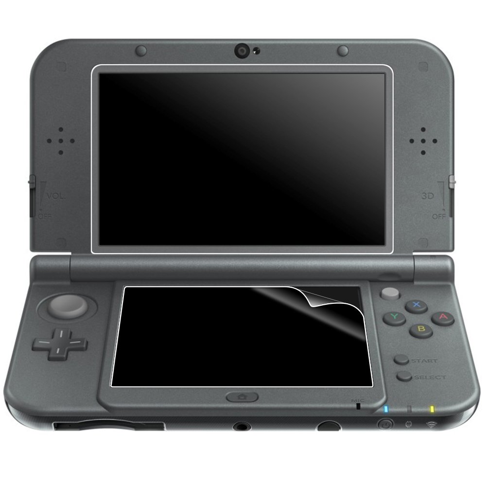 Screen Protector Compatible New 3DS XL, AFUNTA 4 Pcs Tempered Glass for Top Screen and HD Clear Crystal PET Film Compatible Bottom Screen, 3DSXL Film Accessory