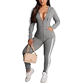 YeGine Women 2 Piece Outfits Long Sleeve Tracksuit Bodycon Matching Sets Hoodie Jacket Jogging Suit
