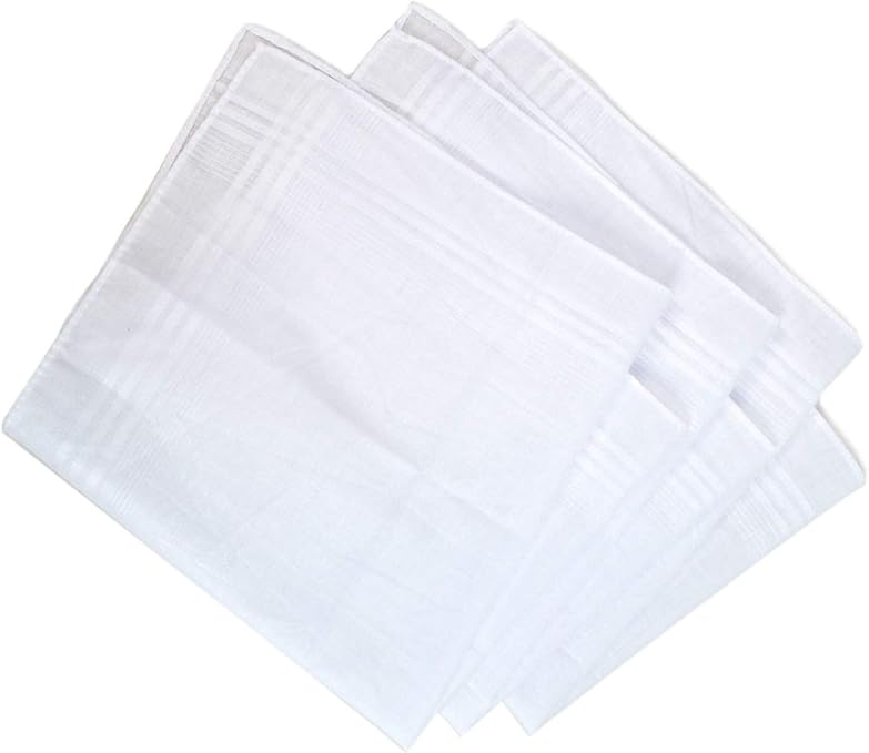 Buy Men's White 30 Cotton and 70 Polyester 6 PCS Handkerchiefs at