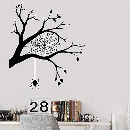 Yaonuli Adesivo Murale Decorativo Camera Moderna Ramo Di Un Albero Ragnatela Ragno Adesivo Halloween Decorazione Della Famiglia Camera Da Letto Divertente Decal42x47cm Amazon It Casa E Cucina