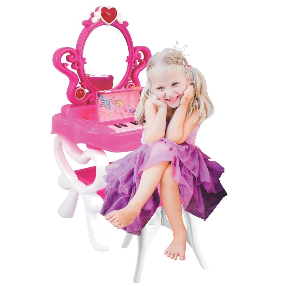 Princess Vanity Set Girls Toy with 16 Fashion Makeup Accessories