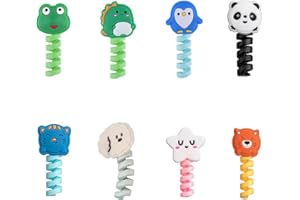 AXOMPLX Cartoon Silicone Charger Cable Protector, USB Charger Saver Animal Buddies Flexible Cable Wire Protectors for Most Ce