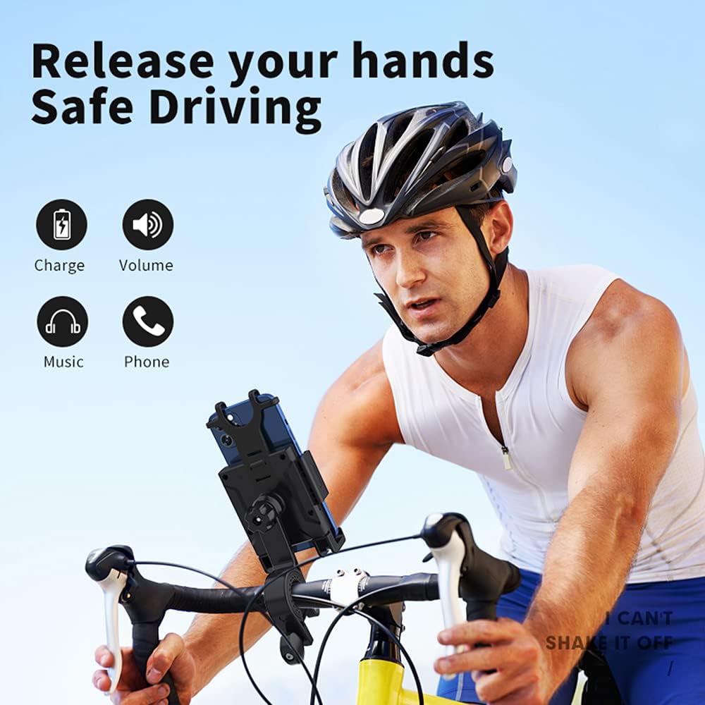 Bike Phone Mount Holder, 360°Rotatable Motorcycle Phone Mount, Universal Bike/Motorcycle Phone Stand on Handlebar Compatible with 4.7"-6.7" Phones, Tool Free Install