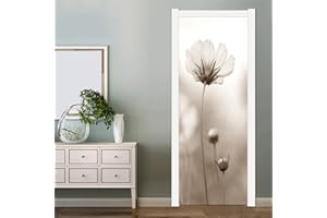 Nustila Door Stickers - 2 Pcs Floral Plant Pattern Door Decals Peel and Stick Removable Decorative Vinyl Wallpaper Self Adhes