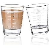 Shot Glasses Measuring cup Espresso Shot Glass Liquid Heavy Wine 2 Pack 26-Incremental Measurement 1oz, 6 Tsp, 2 Tbs, 30ml By BCnmviku (2pack-White)