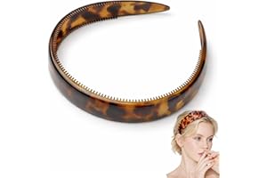 Thick Tortoise Shell Headband, Wide Tortoise Shell Headband with Teeth for Women, Acetate Leopard Plastic Hair Band for Women