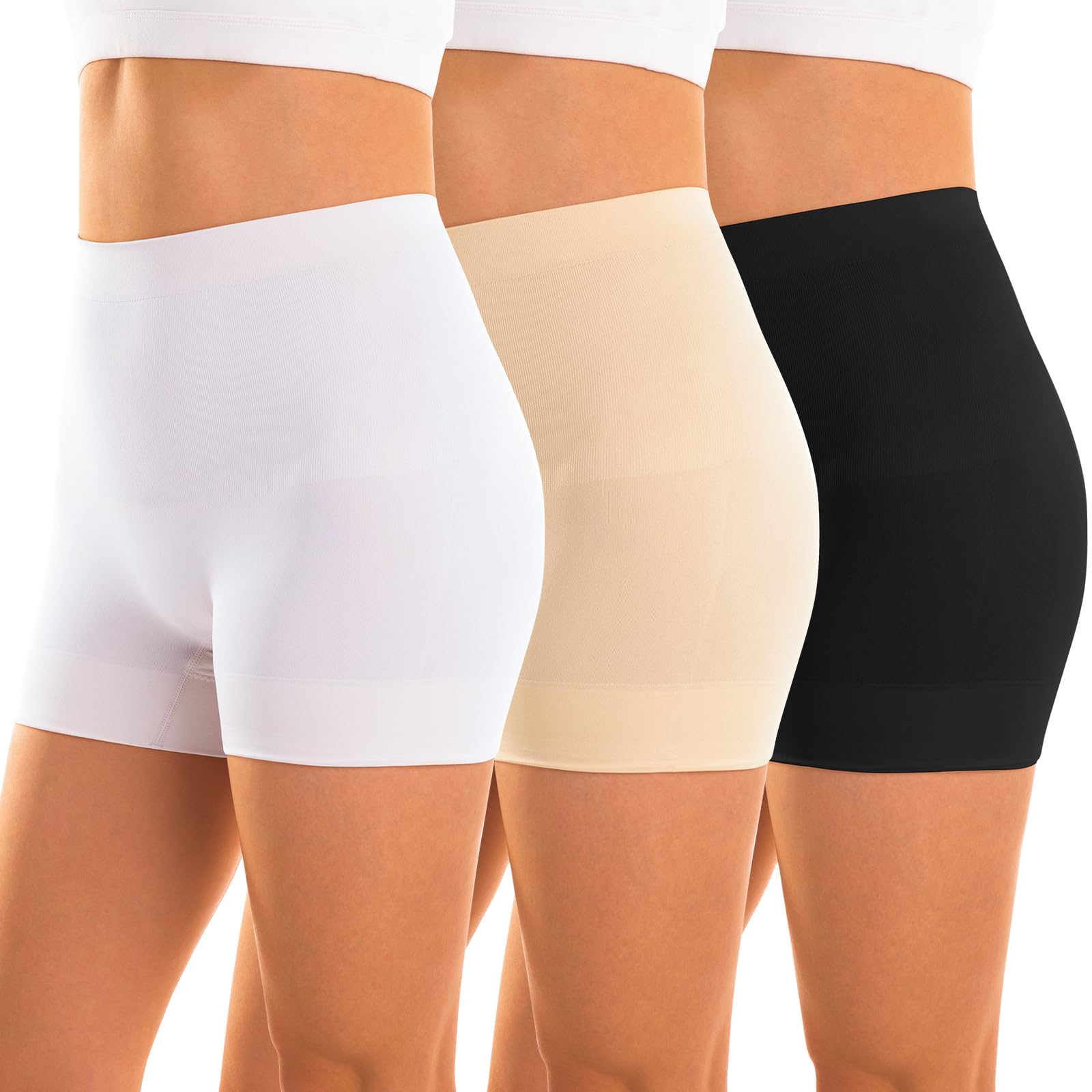 Photo 1 of INNERSY Women's Shapewear Shorts Tummy Control Boyshorts Slip Shorts Shaping Underwear 3-Pack(Basics,X-Large)