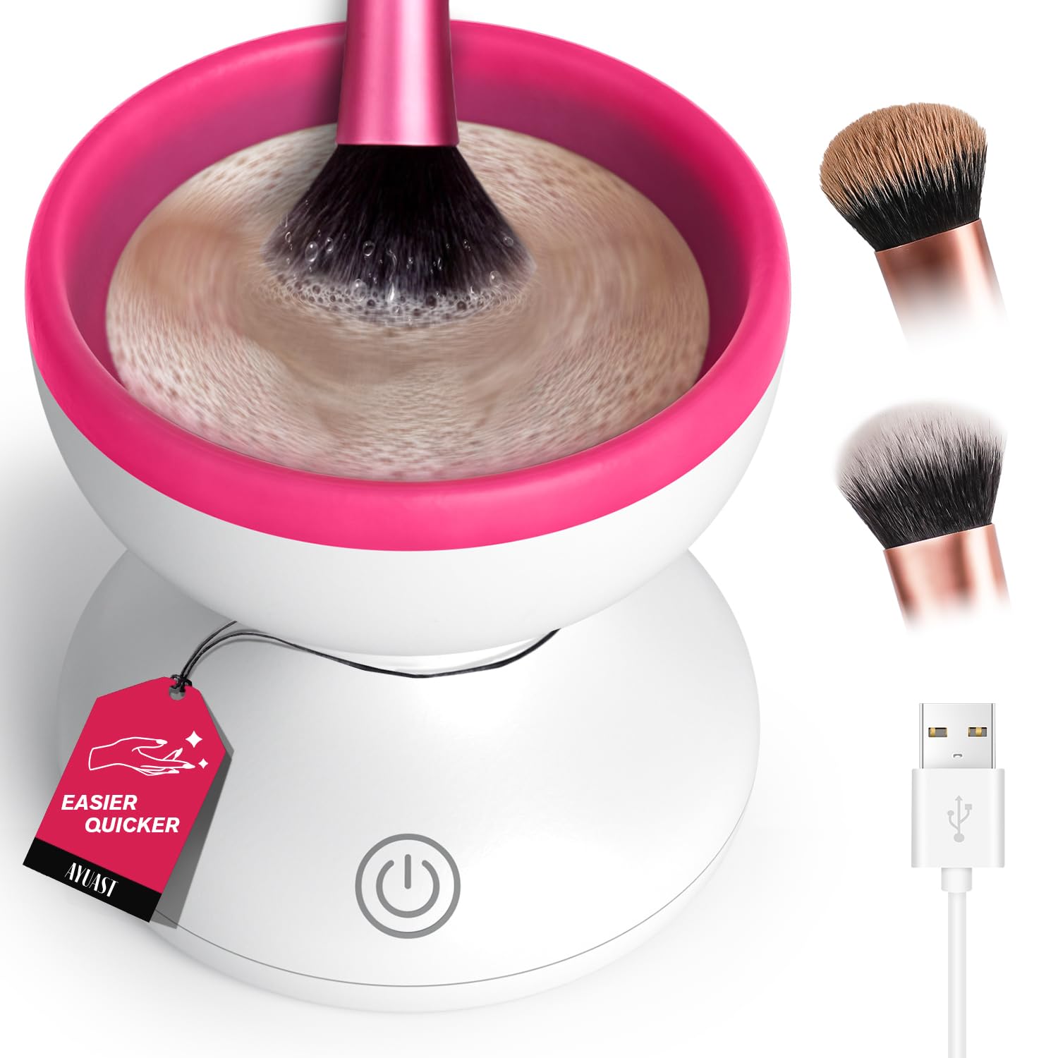 Make Up Brush Cleaner Machine, Strong Friction for Deep Cleaning Inside Makeup Brushes Bristles, Effectively Spin Cleaner Removes Built-Up Cosmetic Residue, Compact for Weekly Brush Care or Travel Use