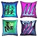 MOCOFO 4 Pack Glitter Sequins Pillow 16X16'' Decorative Pillow Cover Sequin Pillowcase Magic for Party Sofa Couch Car (2 Gradual Black+2 Matte Blue Purple)