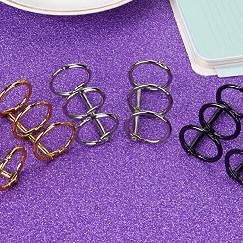 Exttlliy 10Pcs Metal Loose Leaf Binder 3-Ring Binding Rings Book Binding Spines Combs DIY Notebook Photo Album Rings (Antique Bronze) - Thumbnail 4