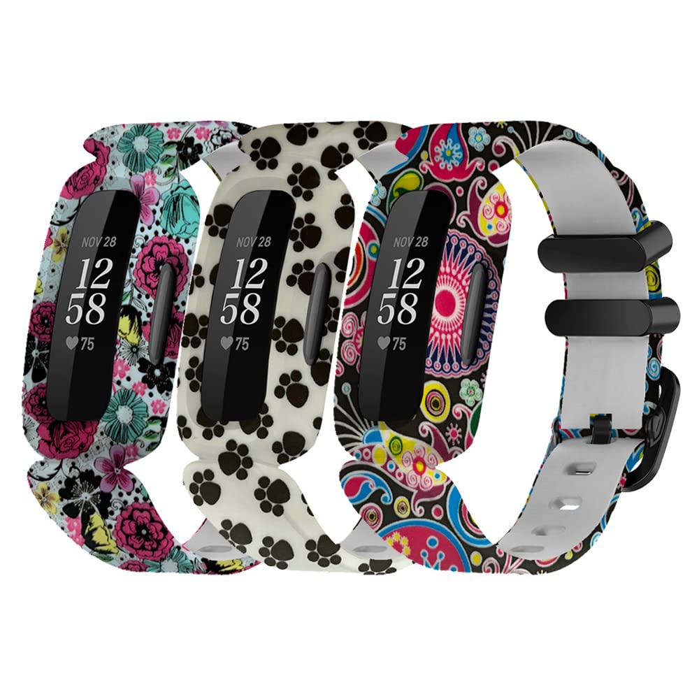 Chofit Straps Compatible with Fitbit Ace 3 Strap, Soft Silicone Replacement Wristband Floral Pattern Band Armbands for Kids for Ace 3 Activity Tracker (3B) — image 1
