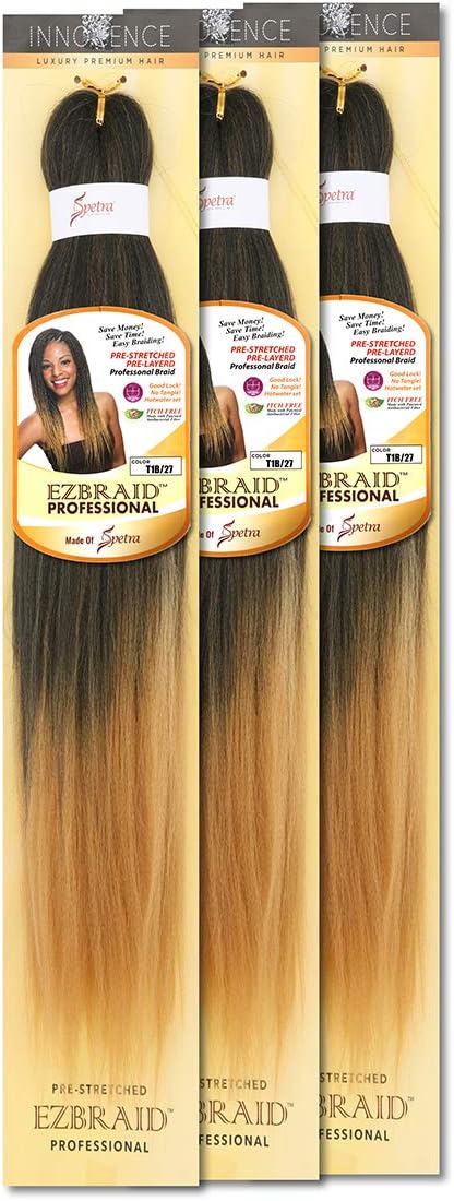 [MULTI PACKS DEAL] Innocence Synthetic Pre-Stretched ORIGINAL EZ BRAID 26" (3 PACKS, T1B/27 [T:Off Black, B:Strawberry Blonde])