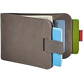 Distil Union Wally Bifold 5.0 RFID Wallet - No ID Window - Slim Bifold Wallet for Men with Money Clip, Premium Leather – Minimalist RFID Card Holder - Holds 14 Cards & 30 Bills - Gray