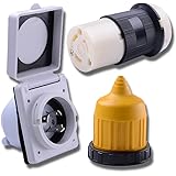 Leisure Cords 30 AMP RV Trailer Marine Power Cord Power Inlet - Female Twist locking Connector - Weatherproof Boot Kit