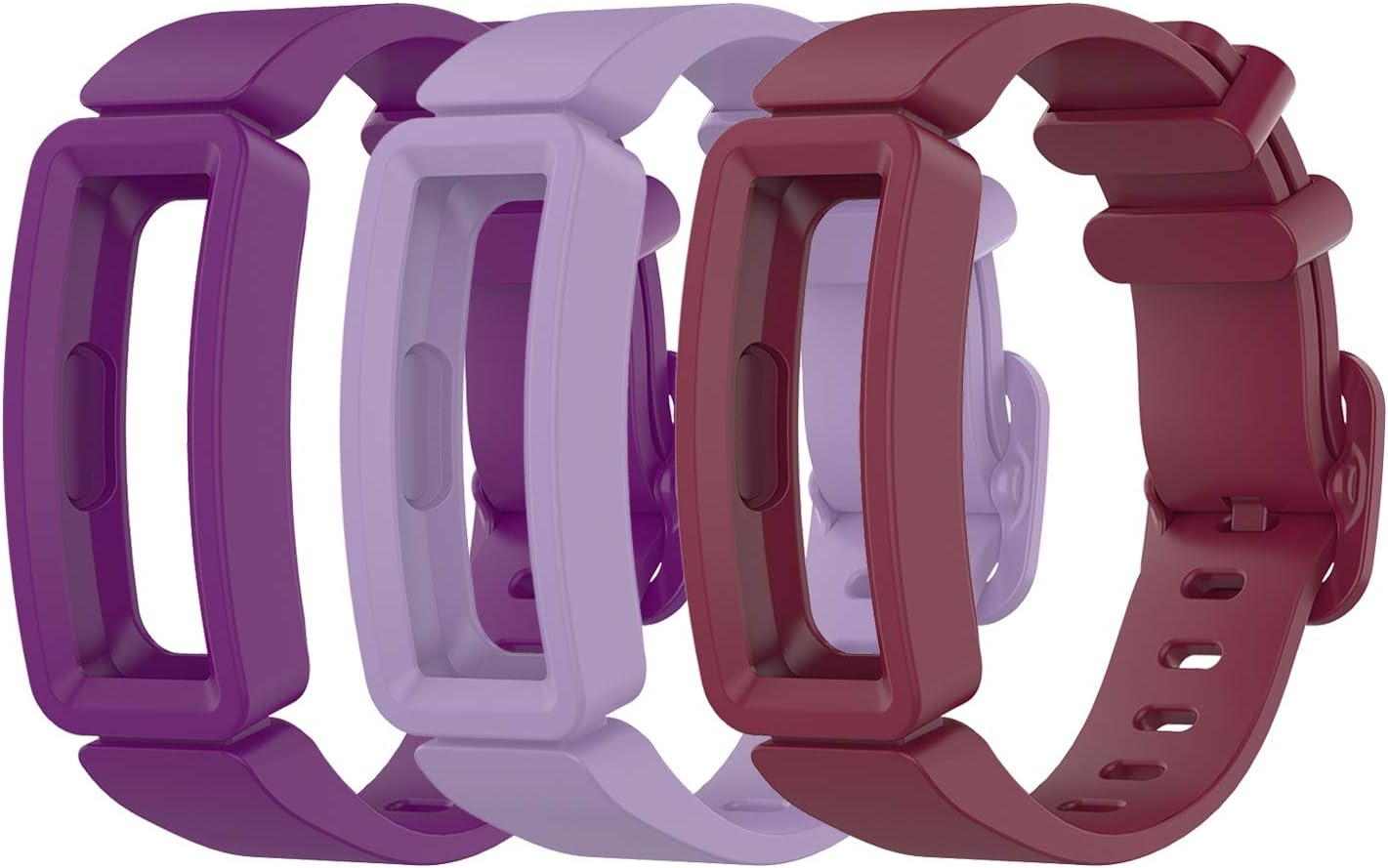 EEweca3-Pack Bands Compatible with Fitbit Ace 2 Replacement Strap for Kids (Purple, Lilac, Sangria)