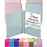 Mr. Pen- Plastic Folders with Pockets and Prongs, 5 Pack, Pocket Folders with Prongs and Fasteners