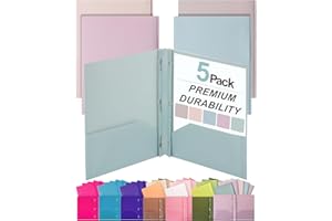 Mr. Pen- Plastic Folders with Pockets and Prongs, 5 Pack, Pocket Folders with Prongs and Fasteners