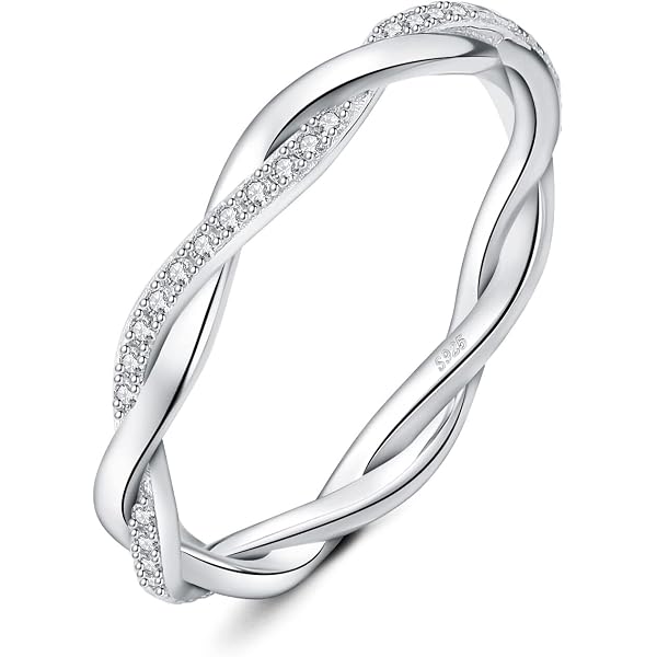 thumbnail image 2 of Rose Gold Plated Infinity Stackable Wave Ring - Solid 925 Sterling Silver Band - Sizes 4-12 2 of 5