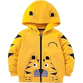 Akyzic Baby Boys Zip Up Hoodie Toddler Boys Jacket Cartoon Winter Long Sleeve Hooded Sweatshirt Tops Fall Coat Kids 2-7 Years