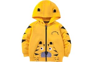 Akyzic Baby Boys Zip Up Hoodie Toddler Boys Jacket Cartoon Winter Long Sleeve Hooded Sweatshirt Tops Fall Coat Kids 2-7 Years