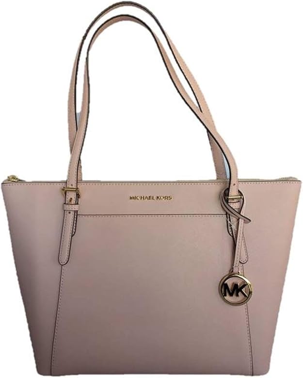 white and brown michael kors purse