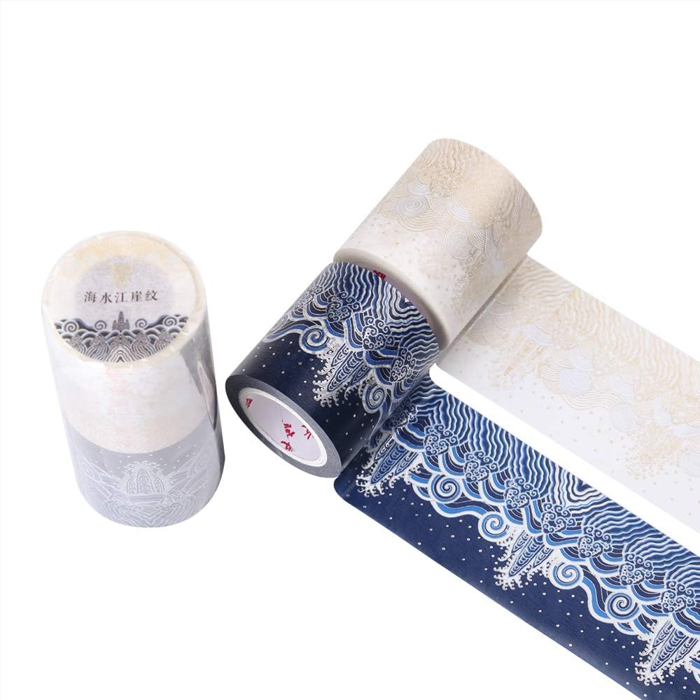 Forbidden City Culture Washi Tape for DIY Decoration,Sea and River Cliff Pattern, 4.5 cm Crafts Tape(Set of 2 Rolls)