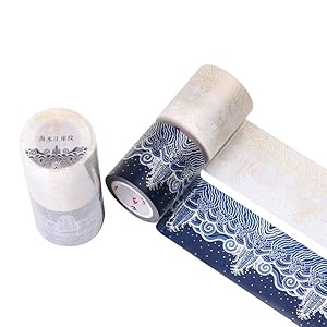 Forbidden City Culture Washi Tape for DIY Decoration,Sea and River Cliff Pattern, 4.5 cm Crafts Tape(Set of 2 Rolls)