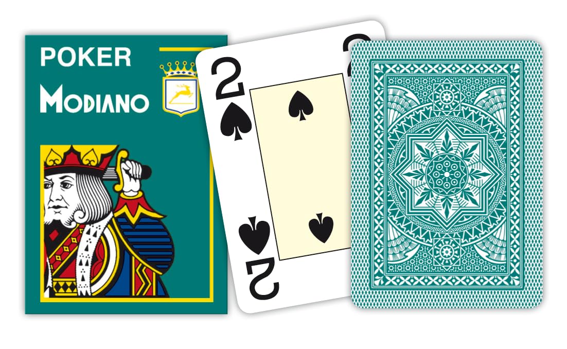 Modiano Playing Cards - Poker Cristallo 4 Index Dark Green