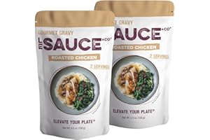 Le Sauce & Co. 2-serving Roasted Chicken Gourmet Gravy, Gluten Free Chicken Gravy, Premium Chicken Broth, Add to Rotisserie Chicken, Mashed Potatoes, Chicken Breast, Brown Gravy