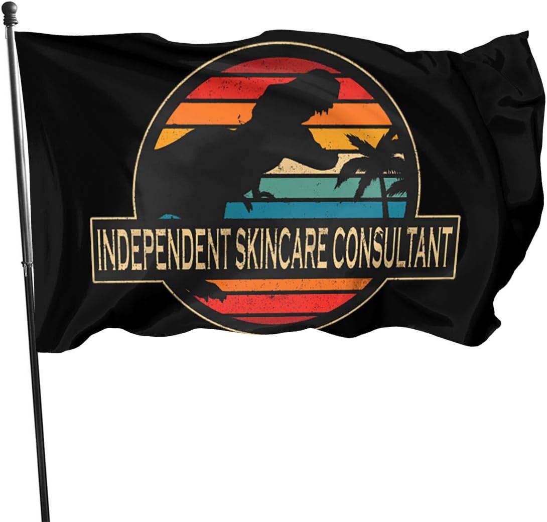 Independent Skincare Consultant Dinosaur Outdoor Flags Double Sided 3x5 Feet for Outside, Garden, Campaign, School Etc.