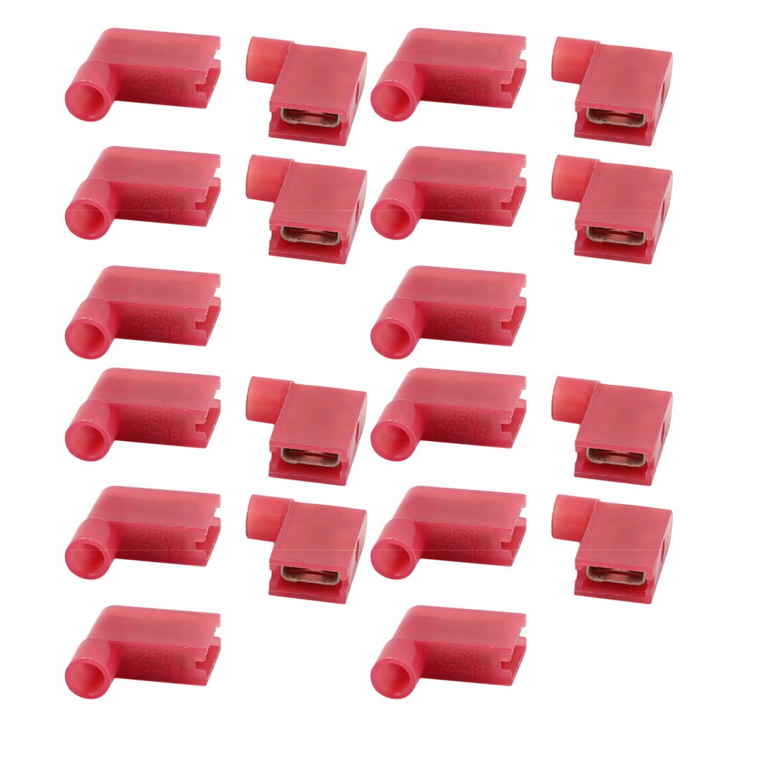 Sourcingmap 20Pcs Flag Crimp Terminals Female Nylon Fully Insulated Wire Connectors Red