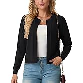 GRECERELLE Women's Long Sleeve Open Front Lightweight Knit Cropped Cardigan Sweater Shrugs, S-2XL