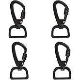 UFURMATE Swivel Clip, 4Pcs Zinc Alloy Leash Swivel Snap Hooks Locking Dog Leash Buckle Quick Release Buckles Anti-Rust Carabiner Clips for Dog Walking Camping Backpack (Black)