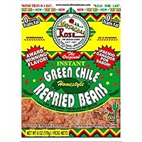 Mexicali Rose Instant Mexican Homestyle Refried Beans 6oz - 7oz Pouch (Pack of 3) (Green Chile 7oz)