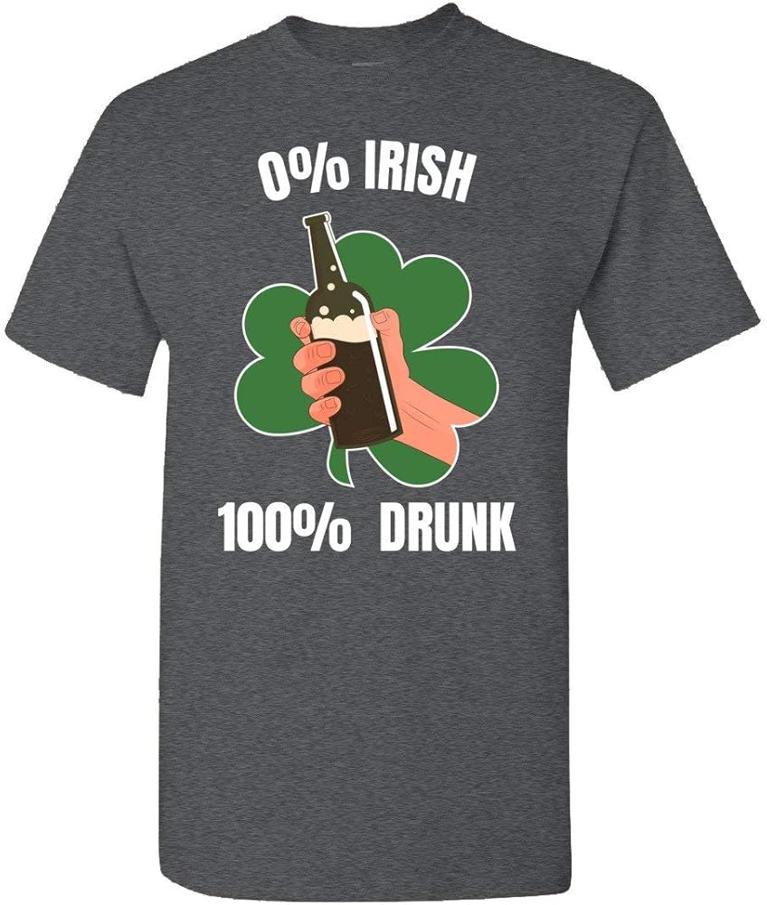 0 Irish 100 Drunk St Patrick Day Short Sleeve T Shirt Dark Heather 3420 | Seknovelty