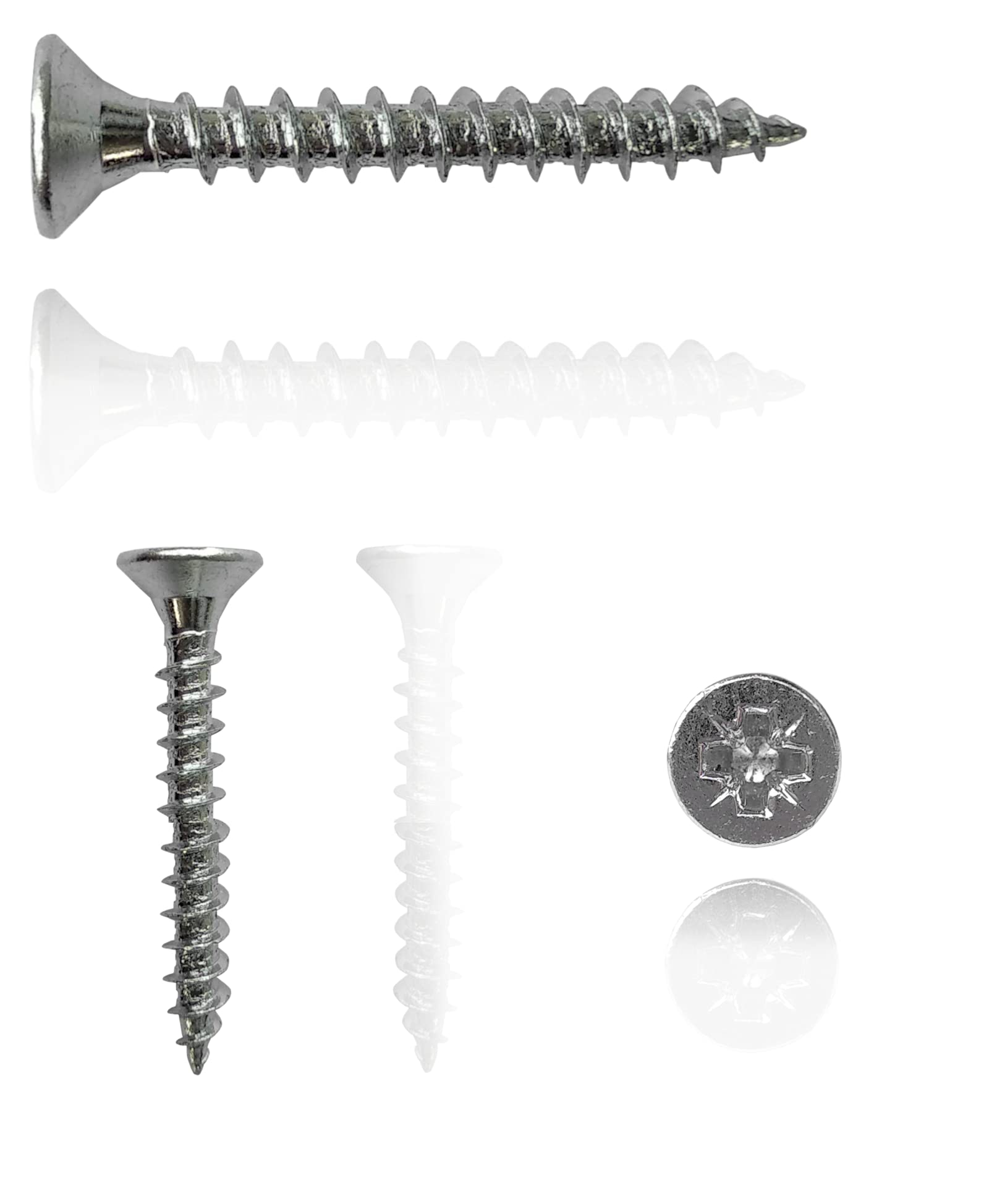 M4 Wood Screws Zinc Plated Silver Long 1 inch (0.16" x1.18") 4.0 x 30mm Box of 200pcs