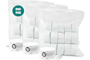 DAONEG Dental Cotton Rolls - 100% High Absorbent Rolled Cotton for Mouth and Nose - #2 Medium 1.5" Non-Sterile (800)