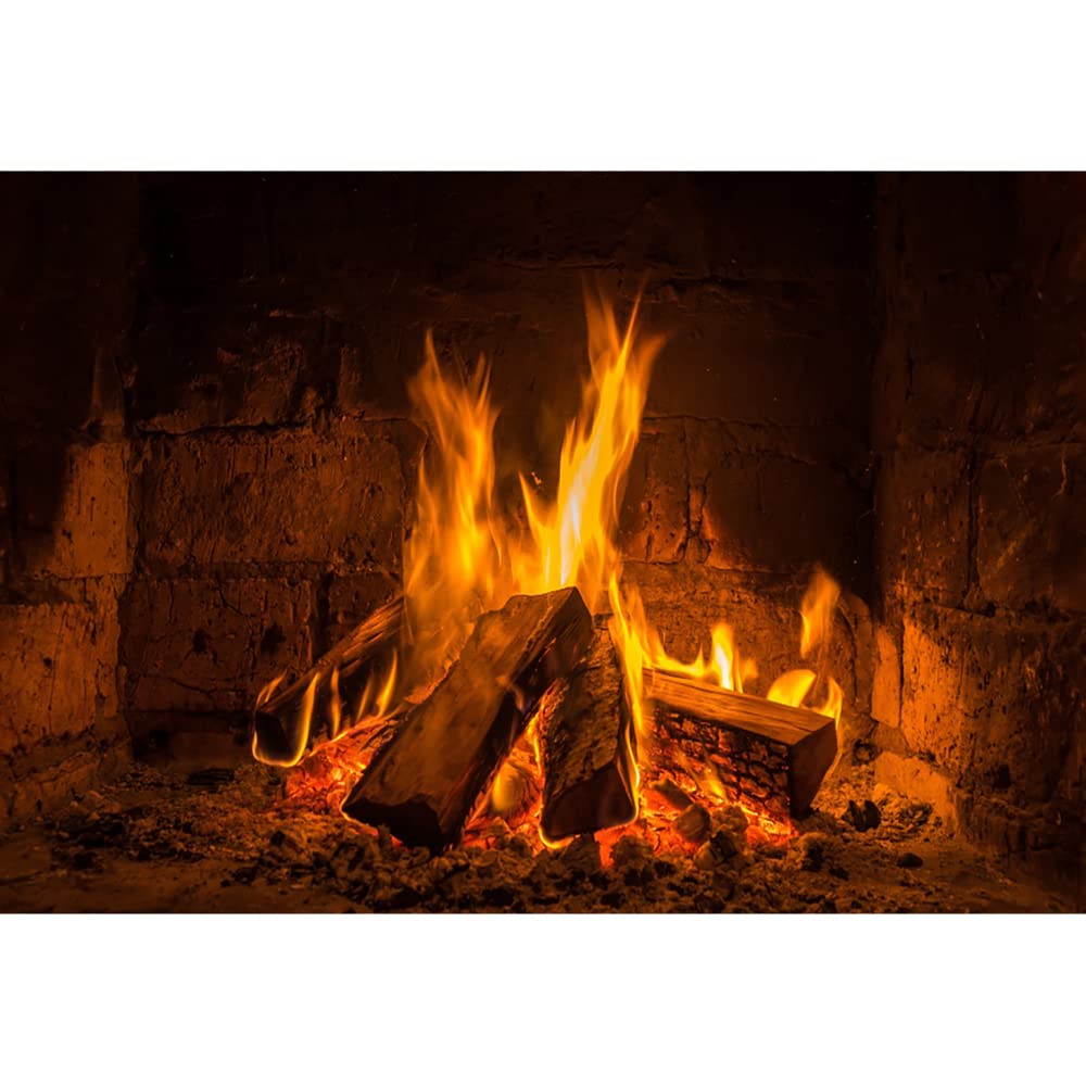 Aoihrraan 2,2x1,5m Burning Firewoods Backdrop Vintage Fireplace Flaming Wood Flame Photography Background Campfire Party Outdoor Camping Travel Barbecue Banner Kids Adults Portrait Photo Studio Props