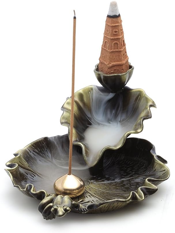MEDOOSKY Bronze Incense Burner Backflow Cones Sticks Holder+ 1 Gift, Japanese-style