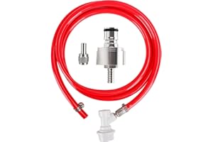 Hgkeke 5.5ft 5/16 Co2 Gas Line Tubing for Kegerator Assembly with stainless steel carbonator cap carbonation cap for soda bottle, Ball Gas Lock Draft beer Red Hose kit for Homebrew
