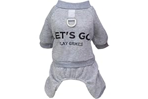 Izefia Dog Sweatshirt Hoodies Clothes Apparel Let’s Go 4 Legs Jumpsuit Fleece Hoodless Sweater Winter Warm Cotton Crewneck Ho